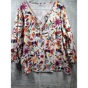 Misslook Womens Long Sleeve Button Up Shirt NWOT Sz XL Vibrant Animal Dry Clean